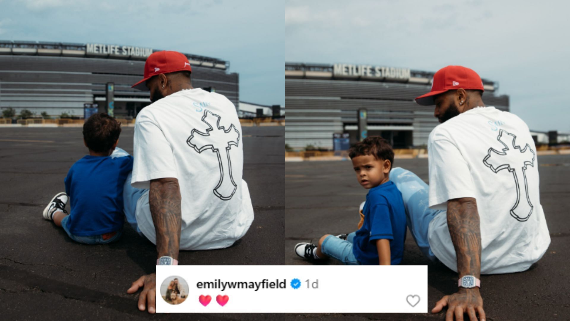 Emily Mayfield commented on OBJ's Instagram post. (Photo via Odell Beckham Jr.'s Instagram)